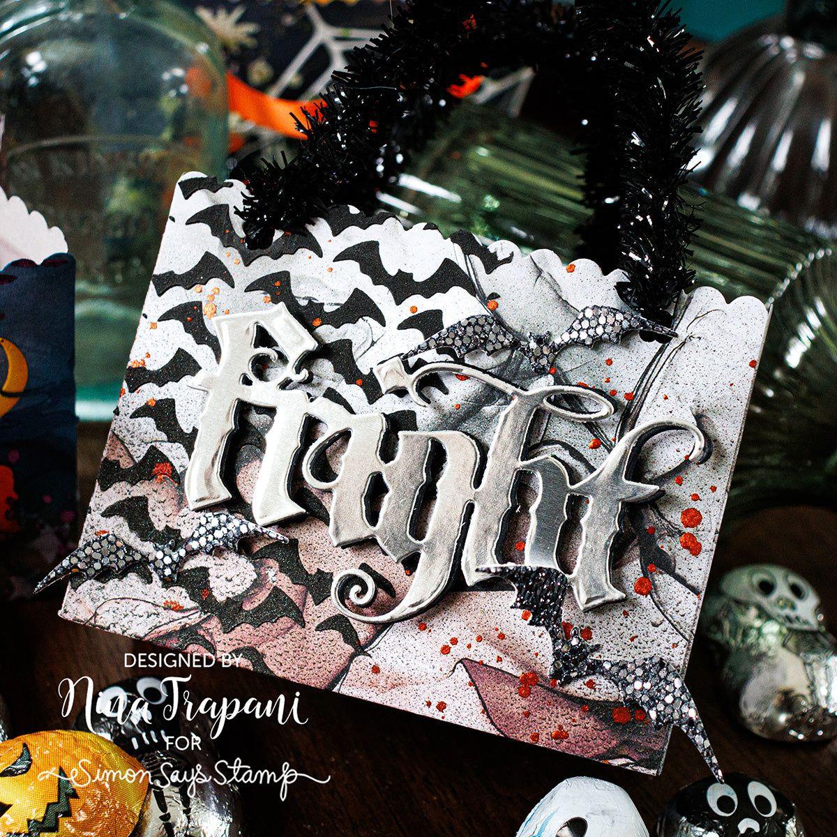 Tim Holtz Clear Stamps and Stencils Halloween Sketchbook, Batground, Falling Stars thmm165 bats