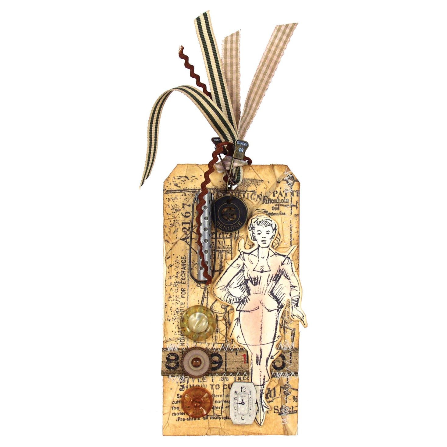 Tim Holtz Cling Rubber Components Stamp Dance com021 tag