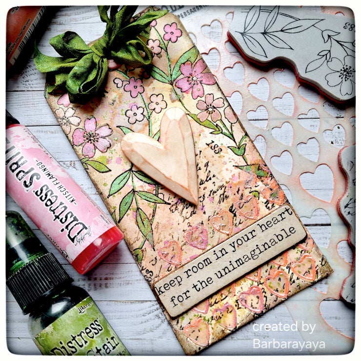 Tim Holtz Cling Rubber Stamps Embroidery cms486 flower tag | color-code:ALT05