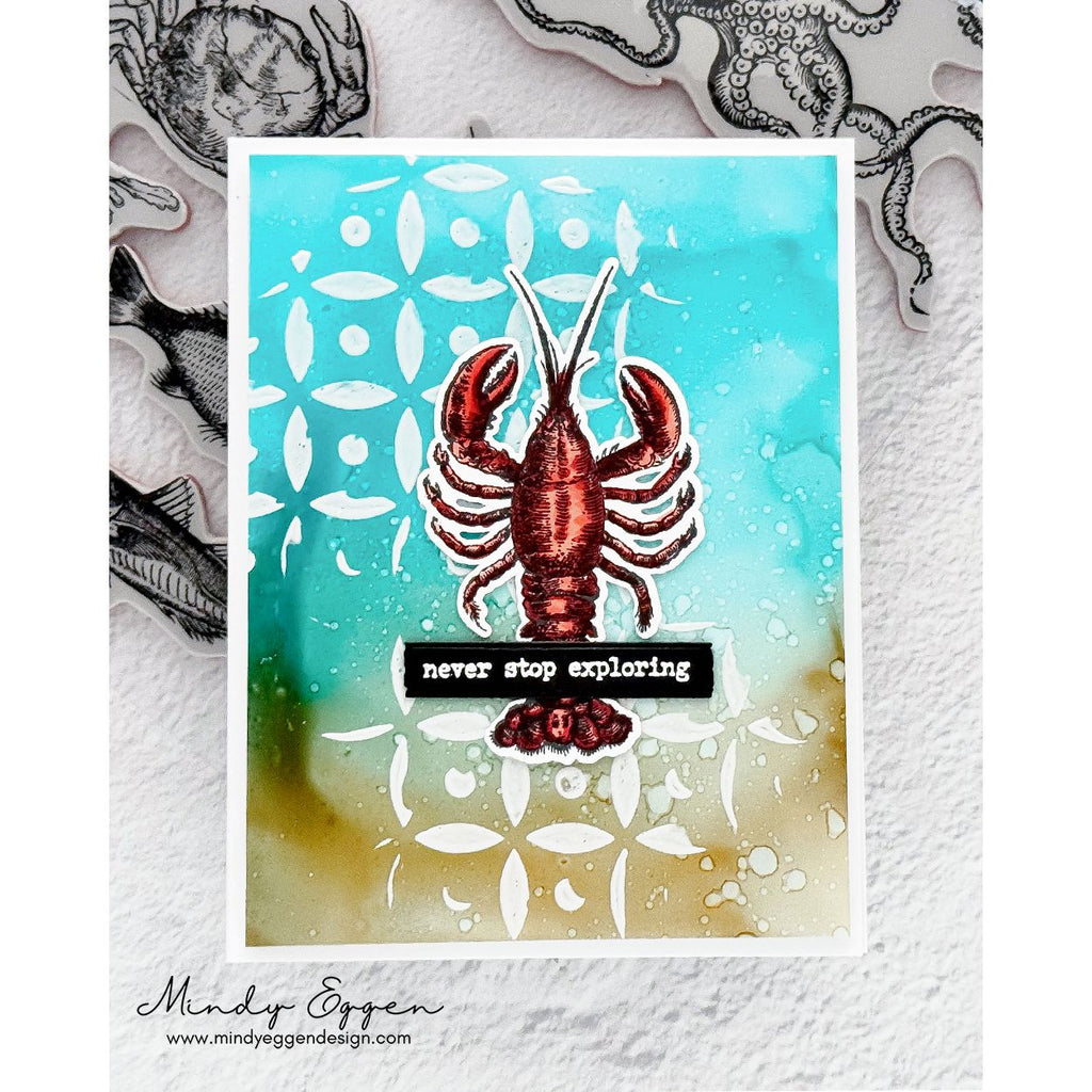 Tim Holtz Cling Rubber Stamps Sea Life cms304 never stop exploring card mindy eggen