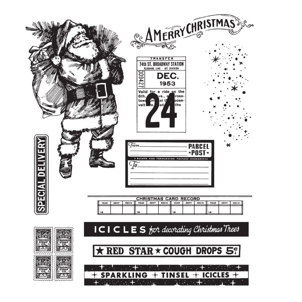 Tim Holtz Cling Rubber Stamps Vintage Holiday cms423
