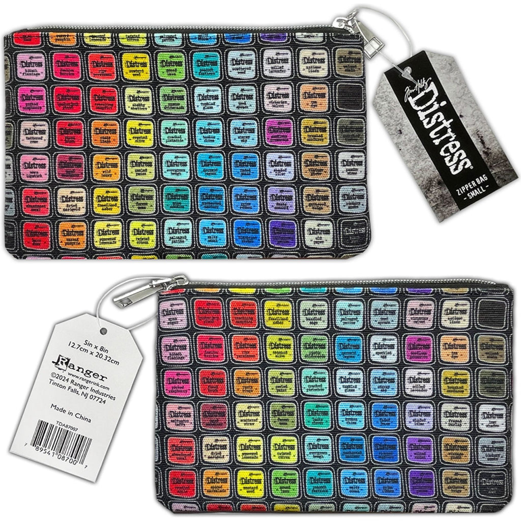 Tim Holtz Distress 6 Embossing Glaze And 5 x 8 Zipper Bag Bundle Zip Pouch Alone Front and Back