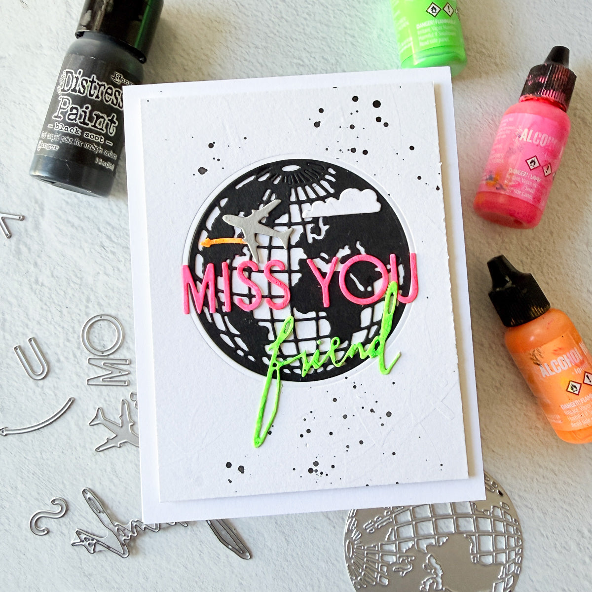 Tim Holtz Distress 8.5 x 11 Watercolor Cardstock Ranger TDA53927 Bold Miss You Card | color-code:ALT11
