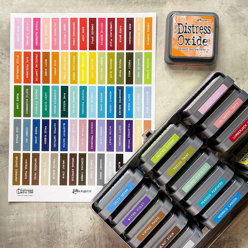 Tim Holtz Distress Ink Pad Label Sheets With White Printing Bundle Of 4 Distress Storage | color-code:ALT01