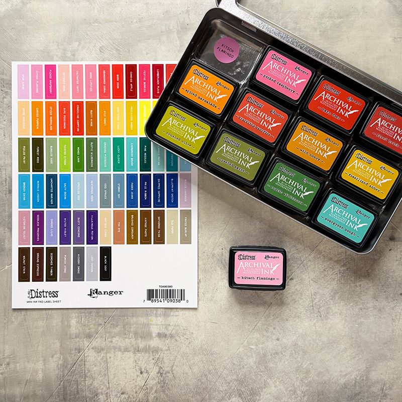 Tim Holtz Distress Mini Ink Pad Label Sheet With White Printing tda90380 Studio Organization | color-code:ALT02