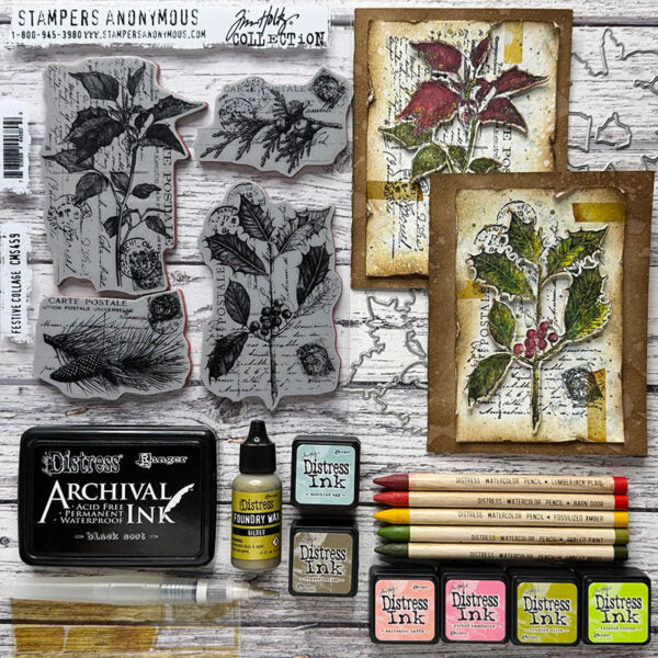 Tim Holtz Distress Mini Ink Pad Picked Raspberry Ranger TDP40088 Holiday Cards | color-code:ALT03