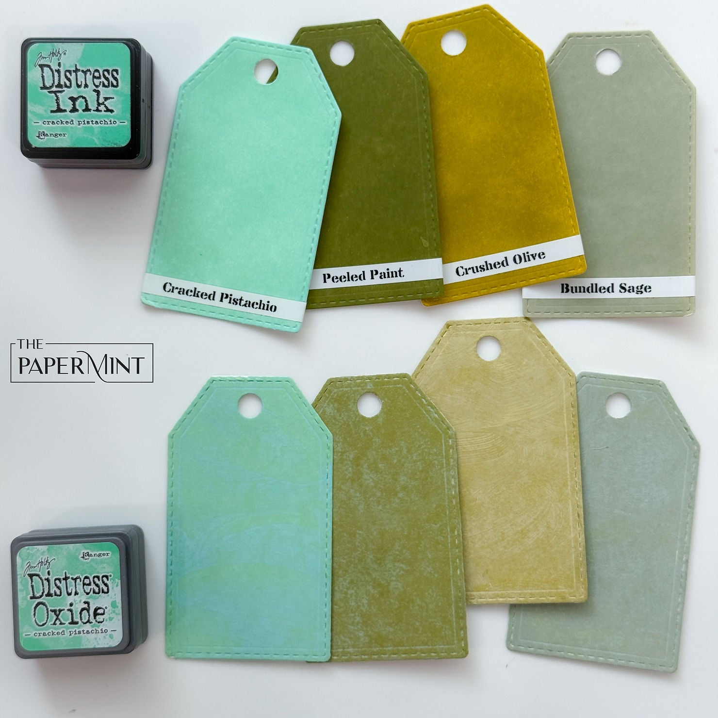 Tim Holtz Distress Mini Oxide Ink Pad Kits 1-6 And 2 Storage Tins Bundle Color Swatches | color-code:ALT05