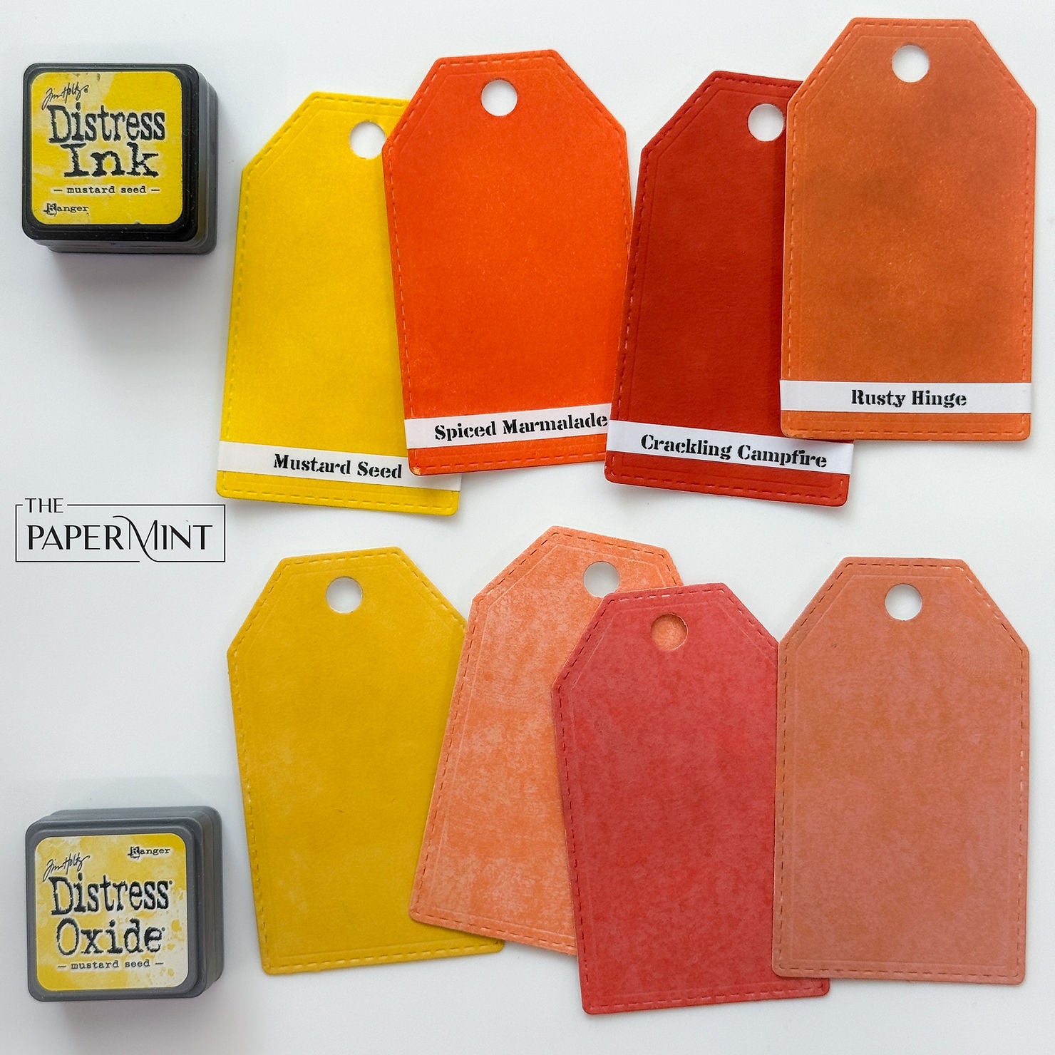 Tim Holtz Distress Mini Oxide Ink Pad Kits 1-6 And 2 Storage Tins Bundle Color Swatches | color-code:ALT06