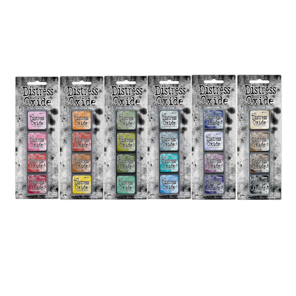 Tim Holtz Distress Mini Oxide Ink Pad Kits 1-6 And 9 Mini Blending Brushes Bundle Miniature Packs Only
