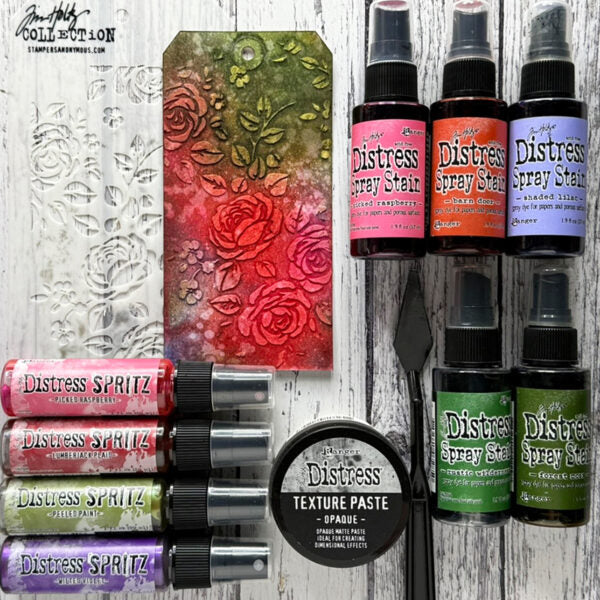 Tim Holtz Distress Spray Stain Picked Raspberry Ranger TSS42396 Valentine Ideas | color-code:ALT09