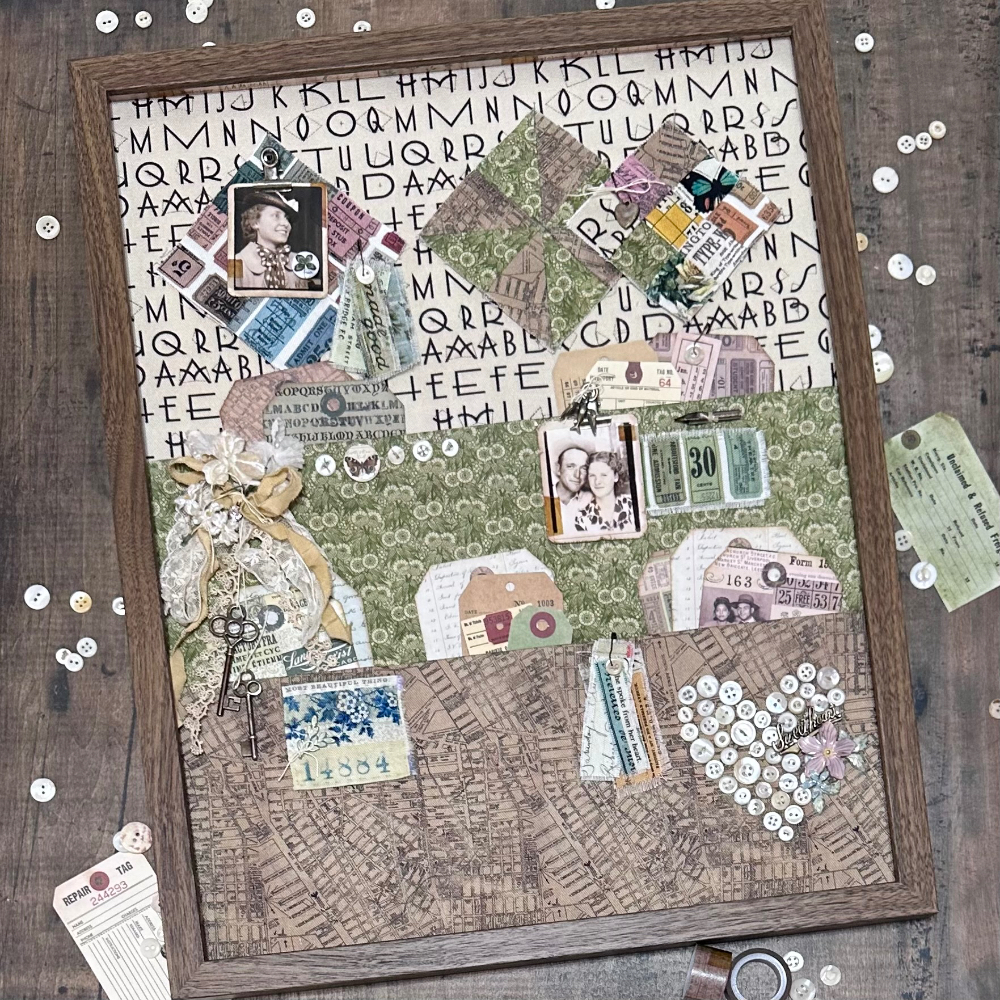 Tim Holtz Fabric By The Yard Multi Collage Canvas Cloth ccth017 Eclectic Elements Mixed Media Memory Board Richele Christensen | color-code:ALT01