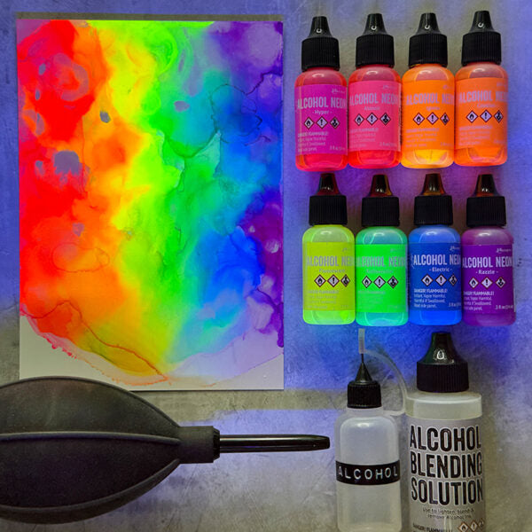 Tim Holtz Ink Air Blower Ranger tac69096 Blacklight Vibrant Color Background | color-code:ALT14