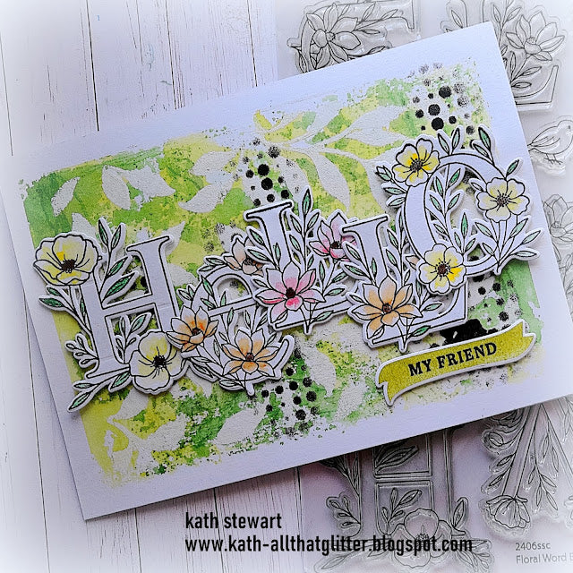 Tim Holtz Layering Stencil Halftone ths144 hello my friend card | color-code:ALT02