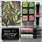 Tim Holtz Lumberjack Plaid Distress Spritz tdu86376 Christmas Holly Background | color-code:ALT02