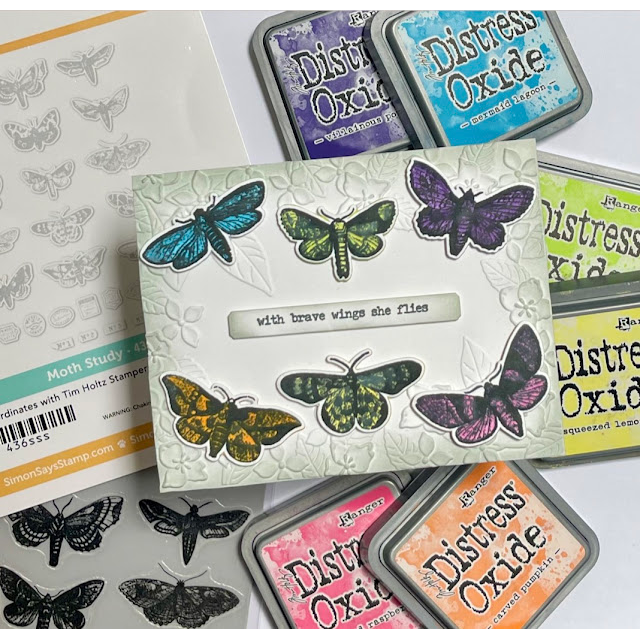 Tim Holtz Moth Study Stamps with Simon Says Stamp Dies Bundle setms26 Brave Wings Colorful Moths Card Barb Engler | color-code:ALT06