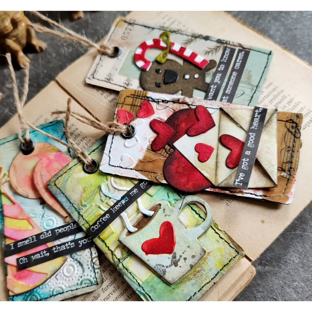 Tim Holtz Sizzix Love Notes Sidekick Dies and Texture Fade 666860 tags