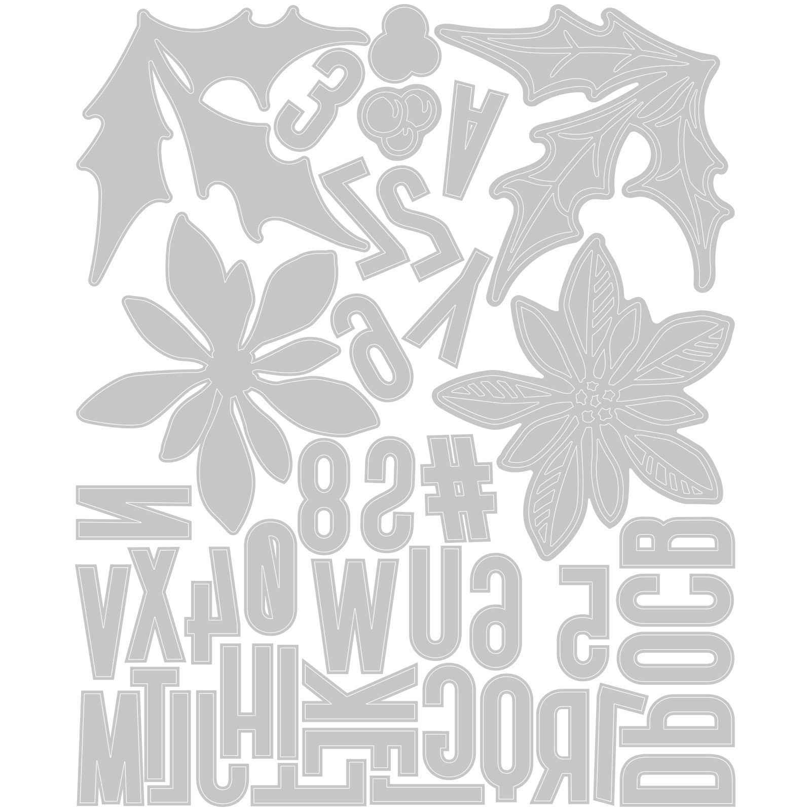 Tim Holtz Sizzix Vault Seasonal Sketch Thinlits Dies 666719 line art