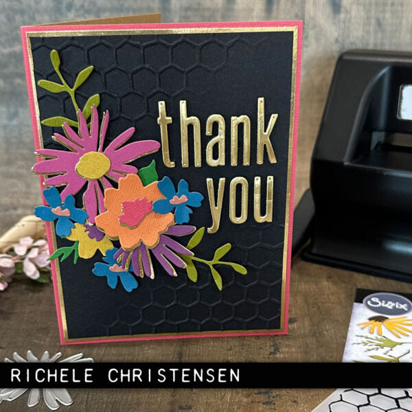 Tim Holtz Sizzix Vault Side Order Floristry 2D Embossing Folder and Thinlits Dies Set 666872 thank you