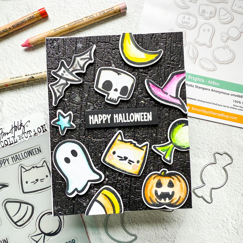 Tim Holtz Tiny Frights Stamps with Simon Says Stamp Dies Bundle settf25 Halloween Card