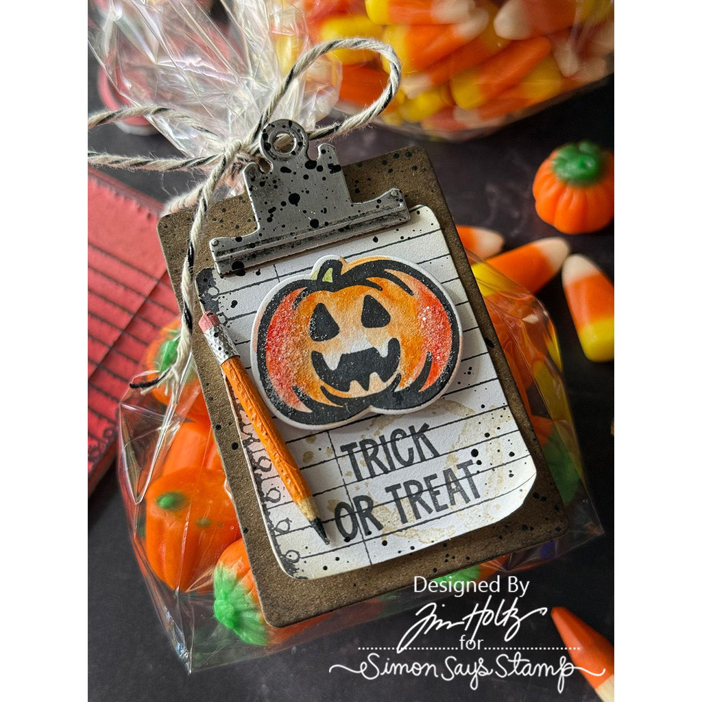 Tim Holtz Tiny Frights Stamps with Simon Says Stamp Dies Bundle settf25 Halloween Treat Bag Tag