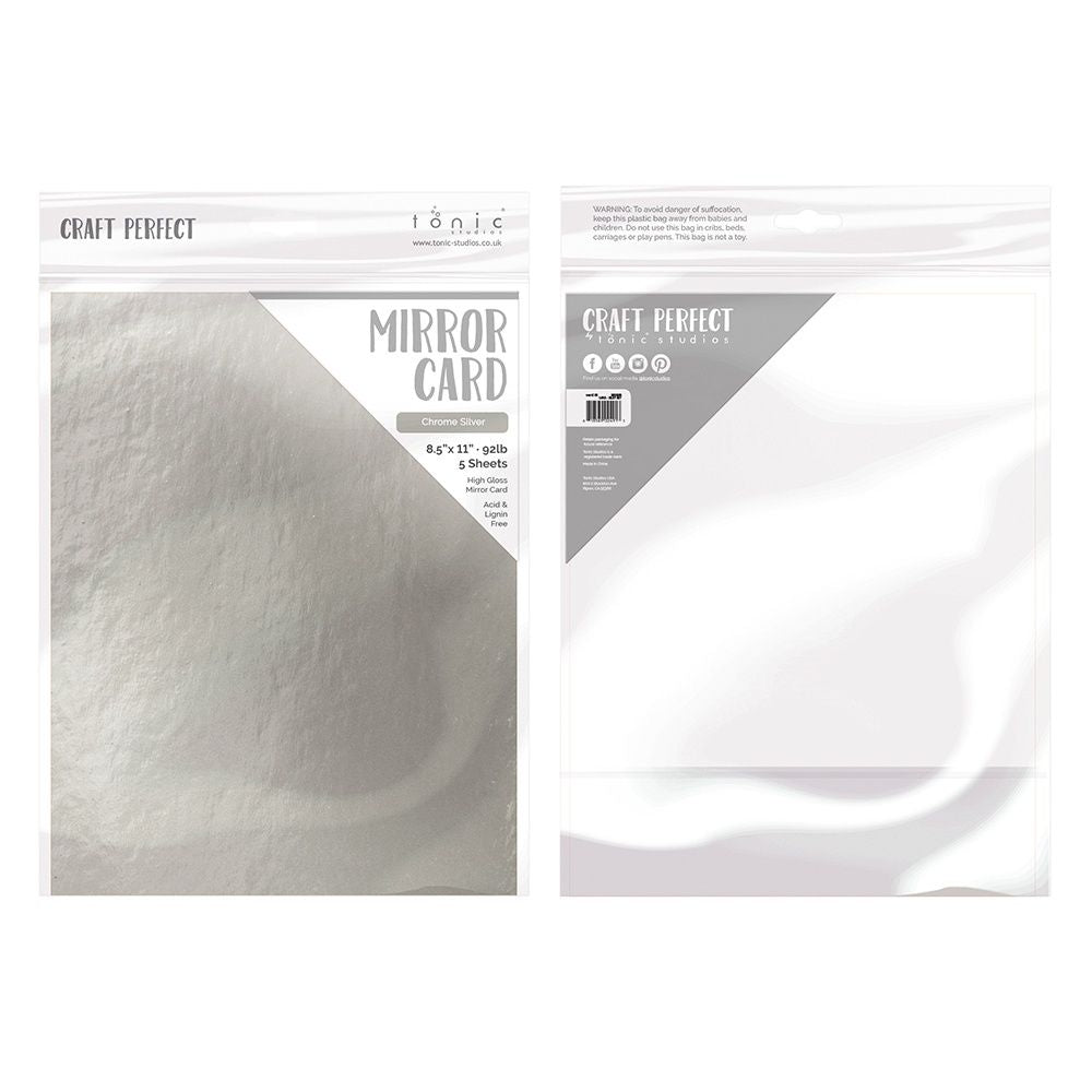 Tonic Chrome Silver 8.5 x 11 Mirror Card Gloss Cardstock 9452E Detailed View