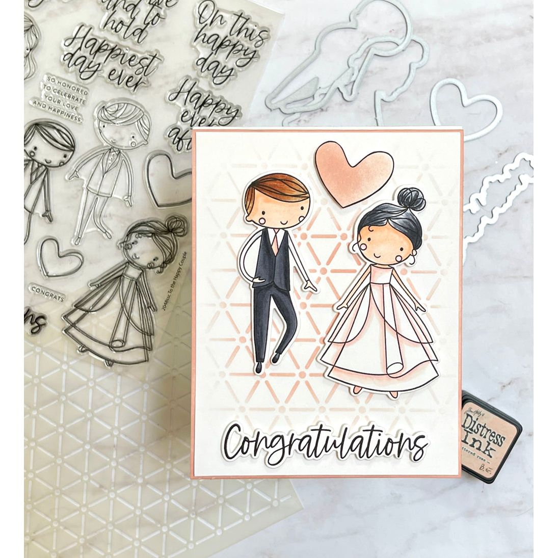 Simon Says Stamp To the Happy Couple Greetings Wafer Dies 1080sdc Celebrate Wedding Card | color-code:ALT02