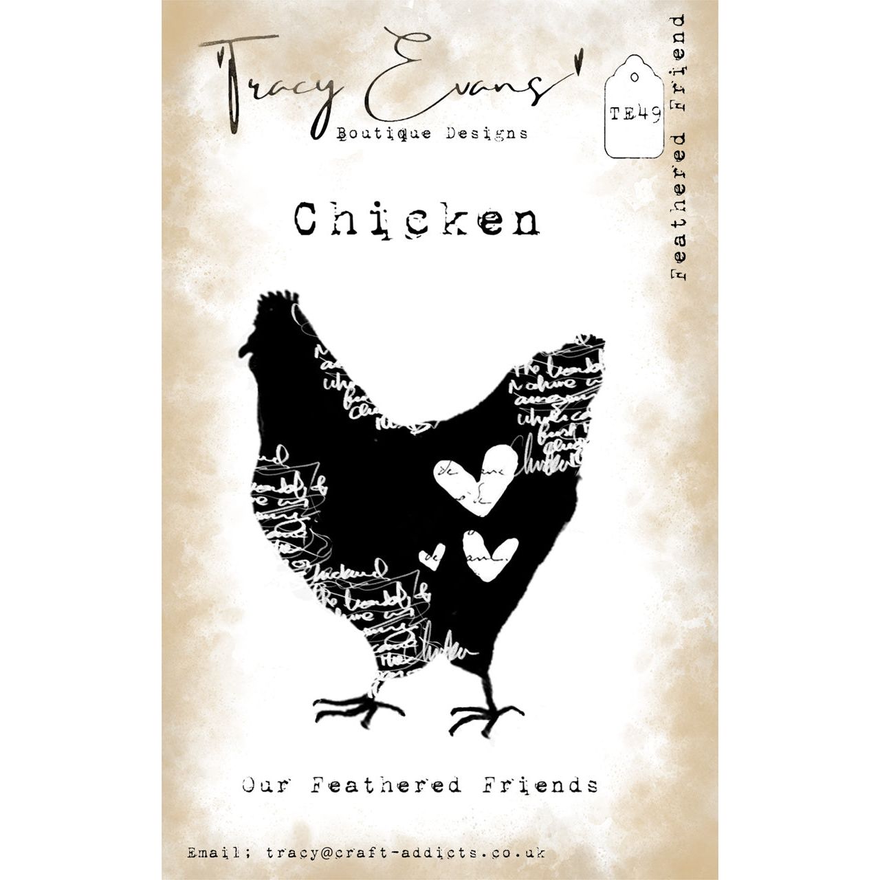 Tracy Evans Boutique Designs Feathered Friend A7 Clear Stamps te49