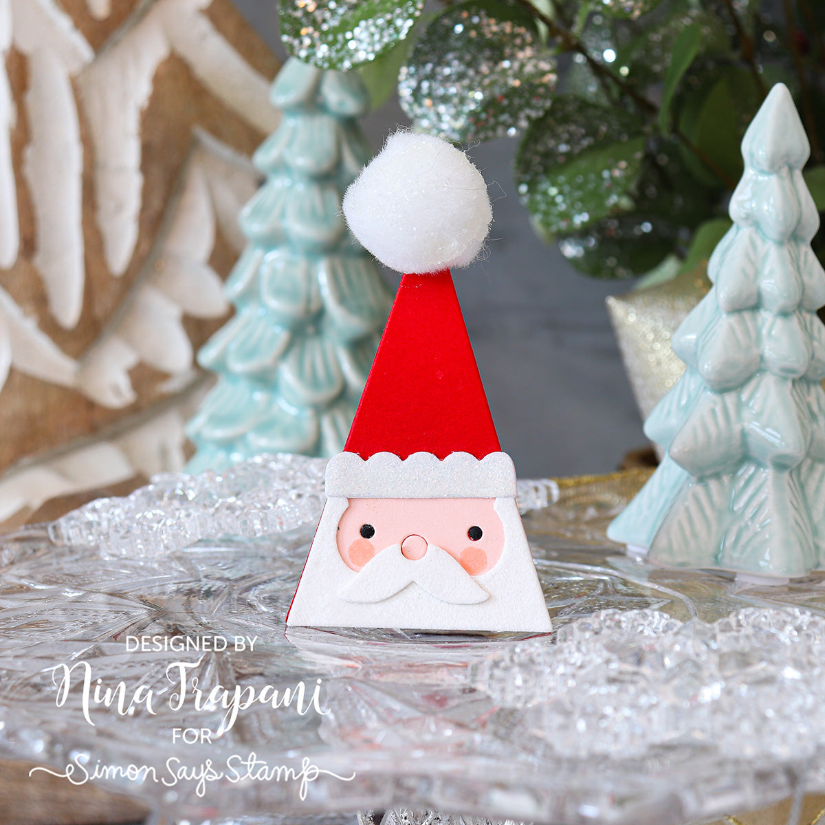 Simon Says Stamp Triangle Santa Bundle set1107ts And Everything Nice Christmas Tag