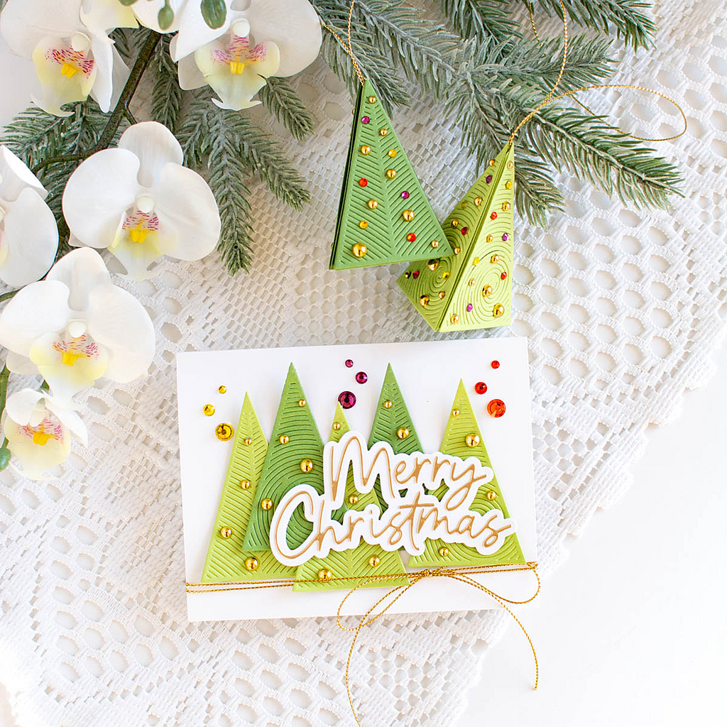 Simon Says Stamp Triangle Whirl Trees Bundle set1108tw And Everything Nice Christmas Card and Ornaments | color-code:ALT012