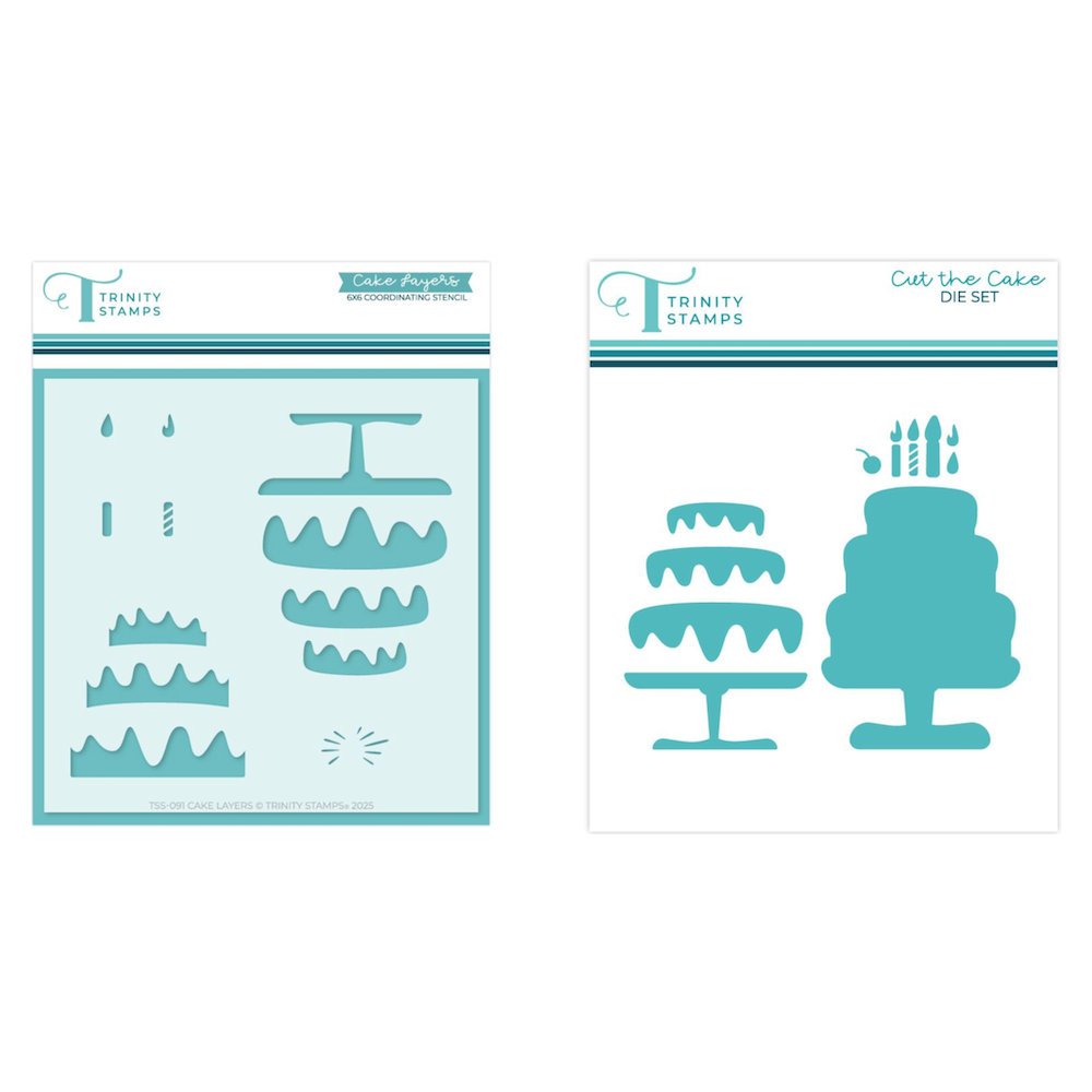 Trinity Stamps Cake Layers Stencil and Cut the Cake Die Bundle