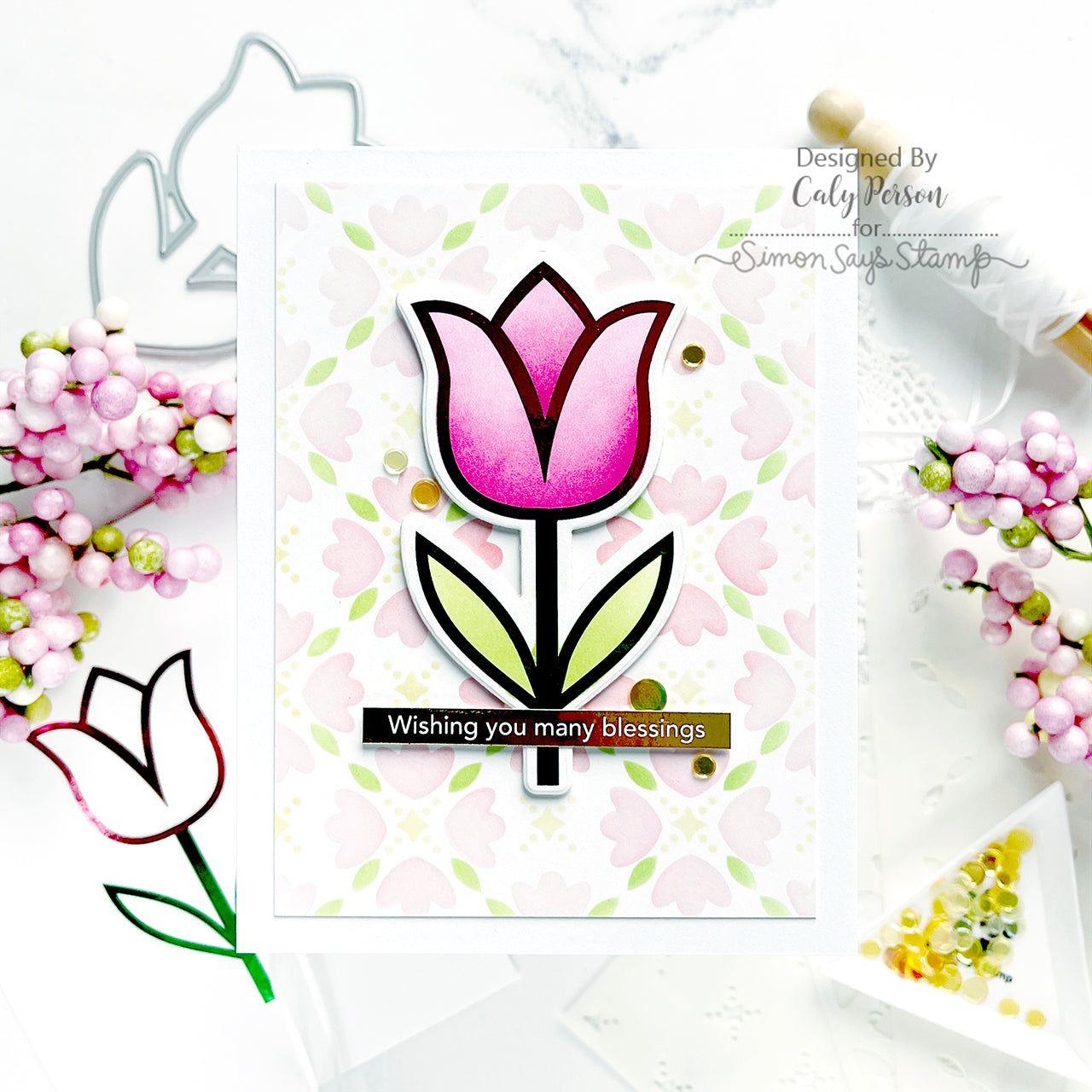 Simon Says Stamp Stencils Tulip Stem 1021stc Splendor Easter Card | color-code:ALT02
