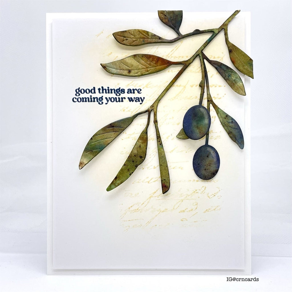 Simon Says Stamp Tuscan Olive Branch Wafer Die s917 Cheering for You Encouragement Card