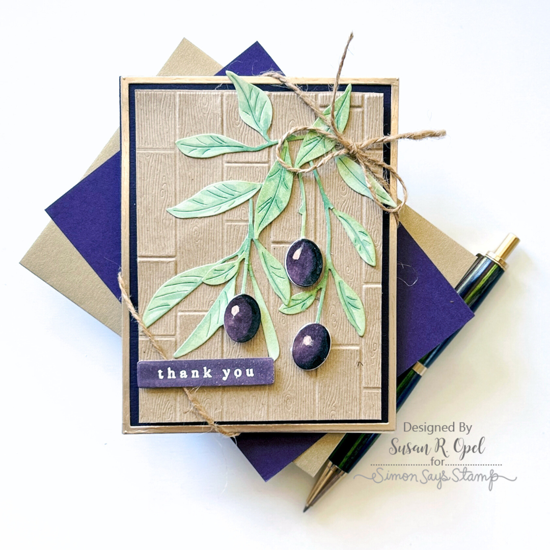 Simon Says Stamp Tuscan Olive Branch Wafer Die s917 Cheering for You Thank You Card