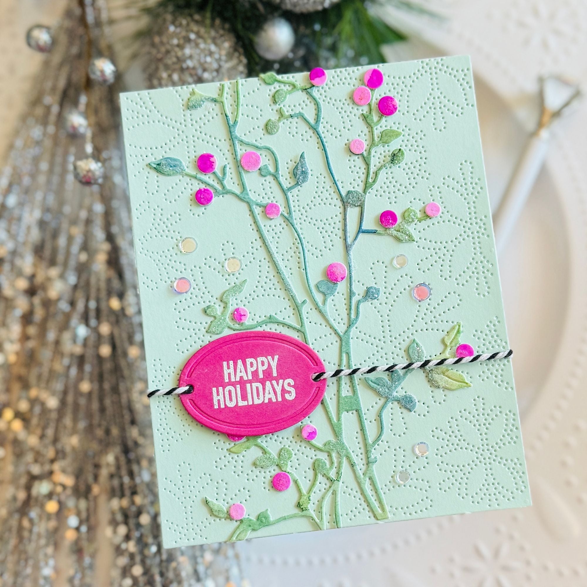 Simon Says Stamp Twisted Branch Wafer Dies s1032 Sugar and Spice Holiday Card