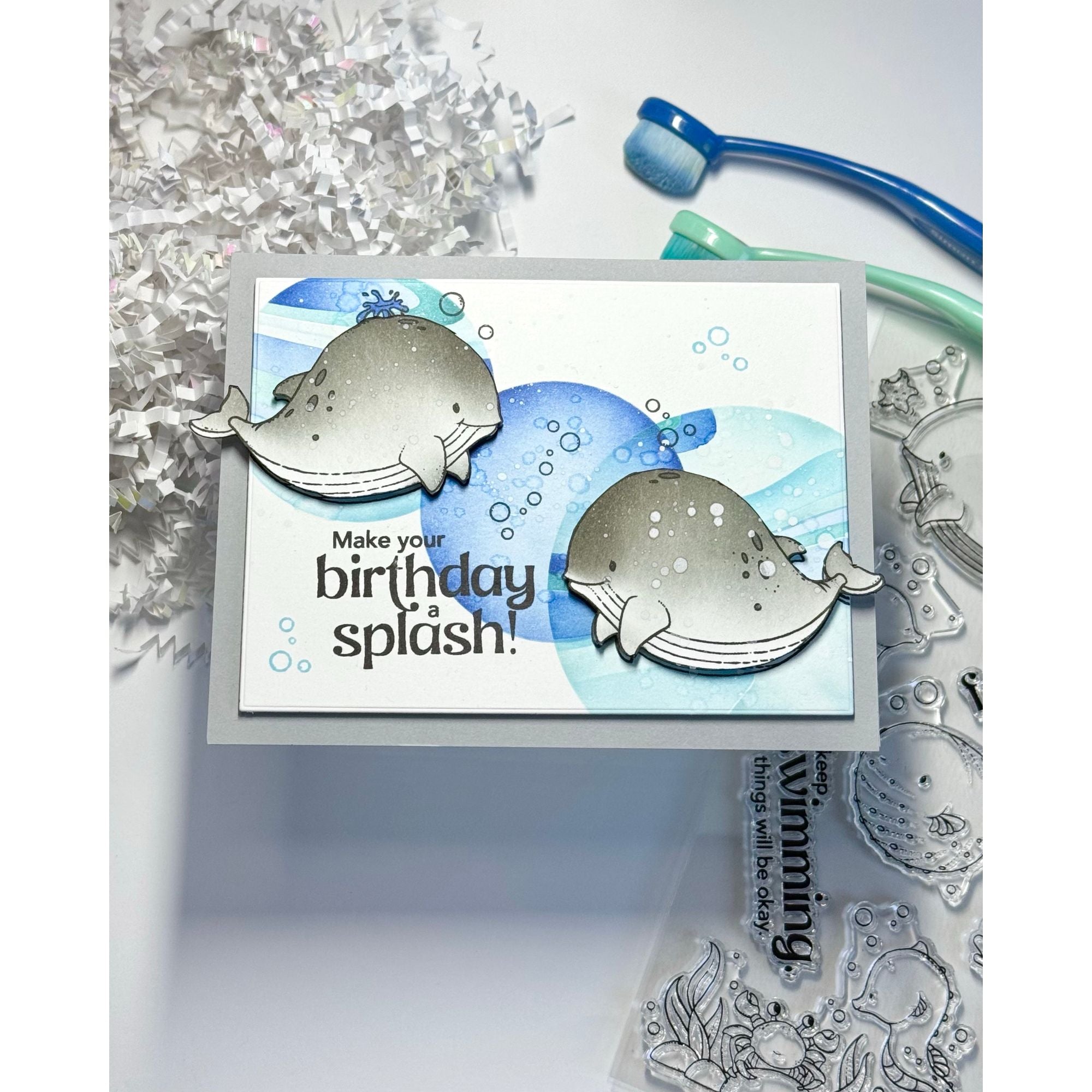 Simon Says Stamp Set of 4 Stencils Under Water 1093st Friend Like You BIrthday Card