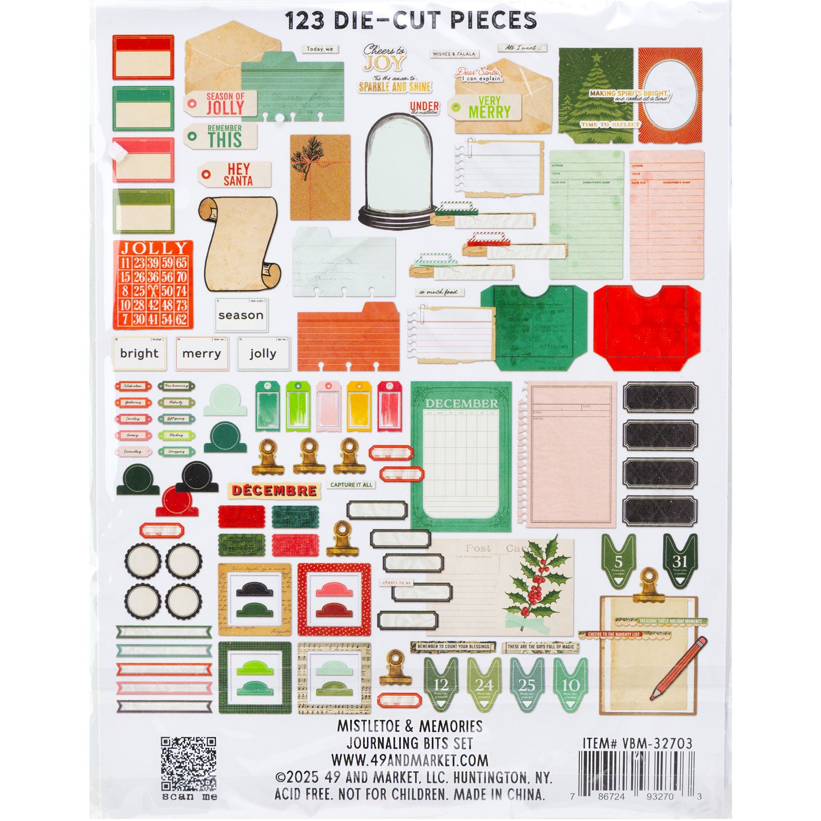 49 and Market Mistletoe and Memories Journaling Die-Cuts vbm-32703