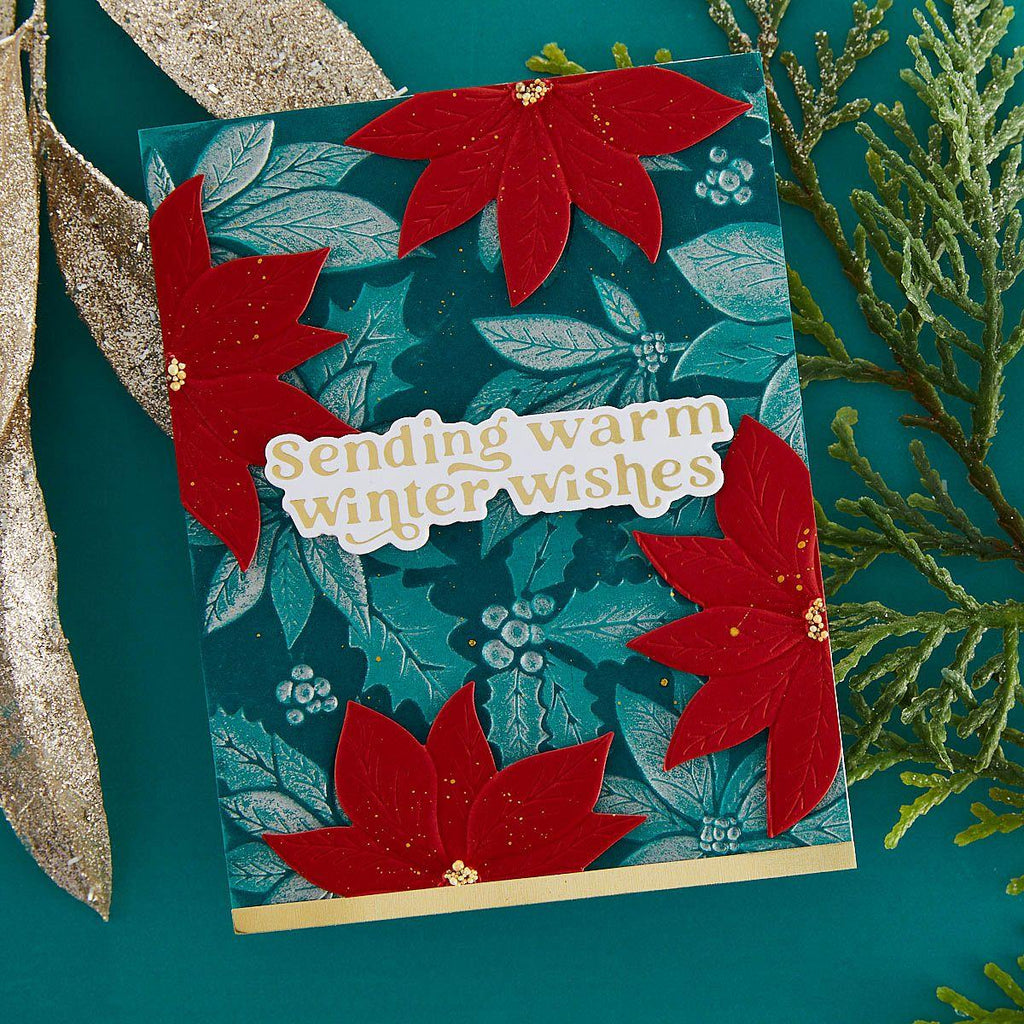 e3d-072 Spellbinders Playful Poinsettia 3D Embossing Folder sending warm winter wishes