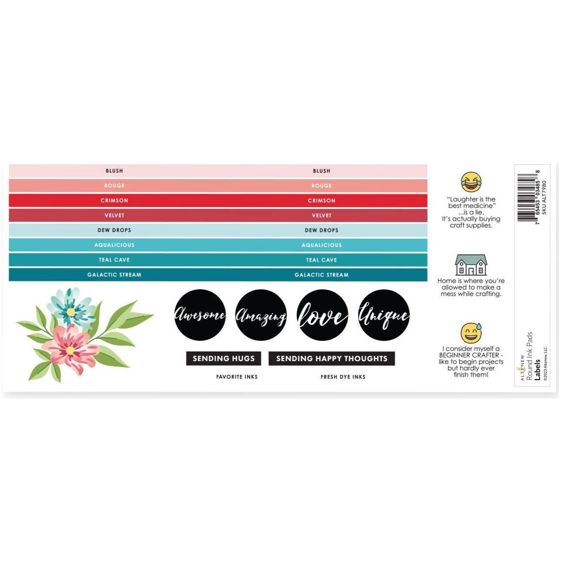 Altenew Round Ink Pads Label Set Red Sunset, Sweet Dreams alt7980