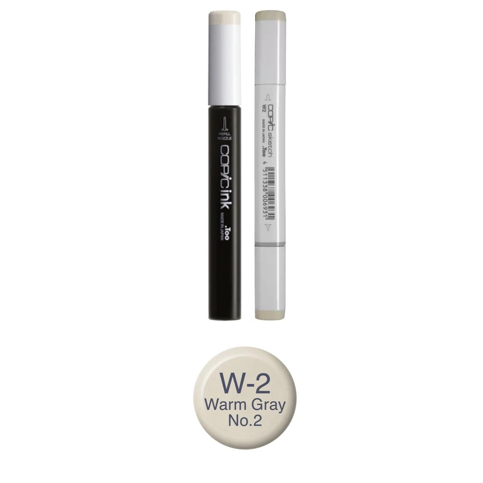 Copic Marker Warm Gray 2 Marker and Refill Bundle W2