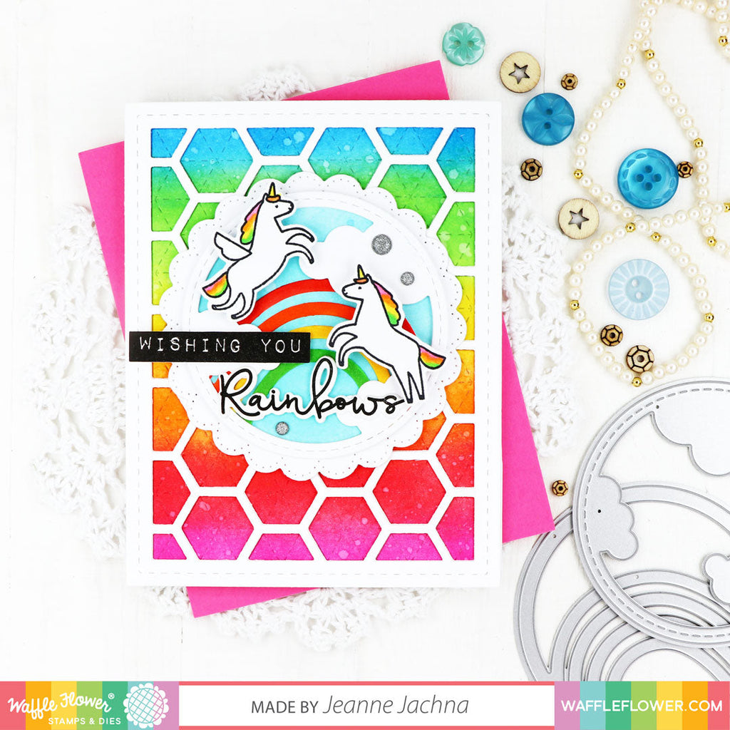 Waffle Flower Label Rainbow Maker Dies 420714*