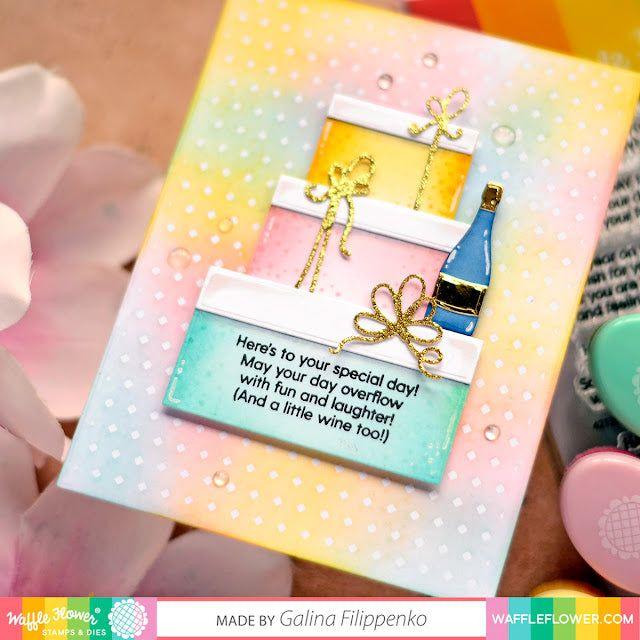 Waffle Flower Inside Sentiments Birthday Clear Stamps 421393 presents