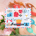 Waffle Flower Postage Collage Beach Days Stencil 421712 stamps