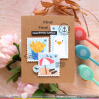 Waffle Flower Postage Collage Beach Days Stencil 421712 happy birthday
