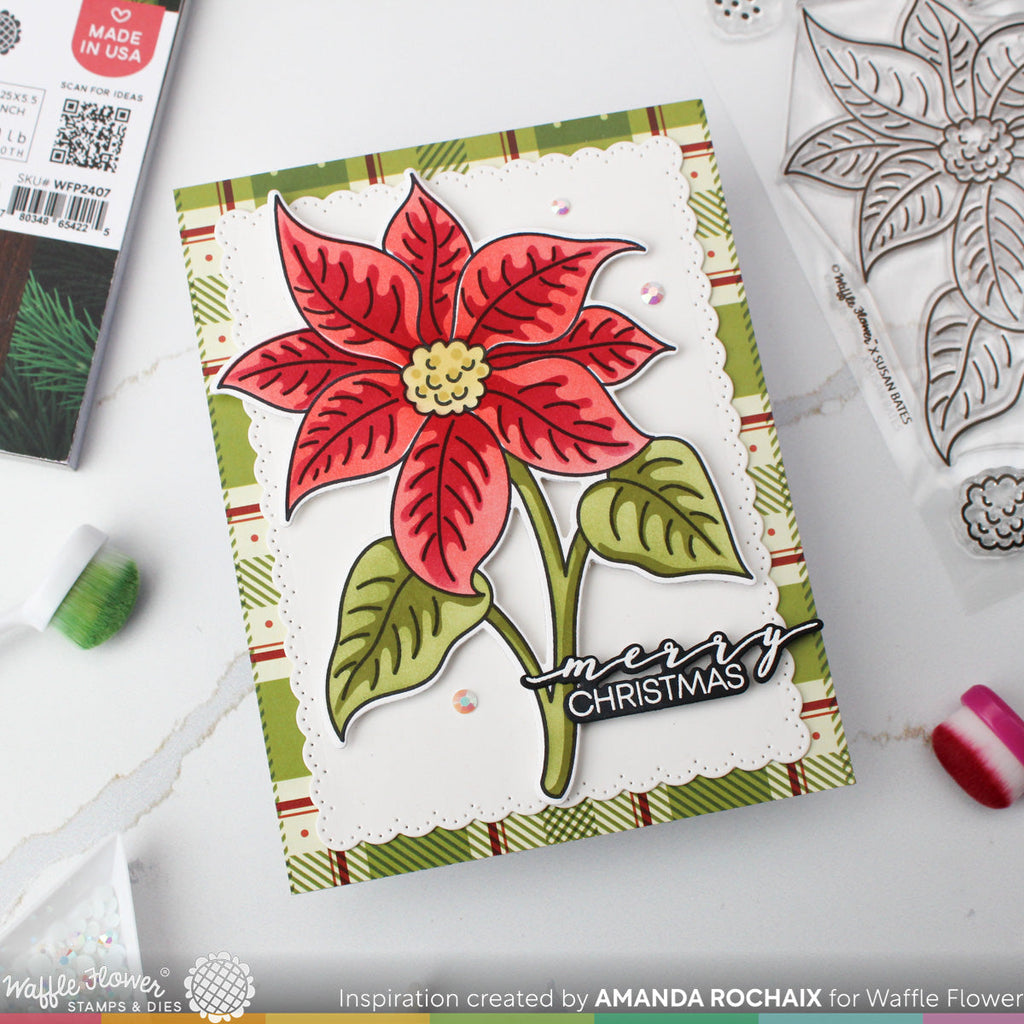 Waffle Flower Sketched Poinsettia Clear Stamps 421671