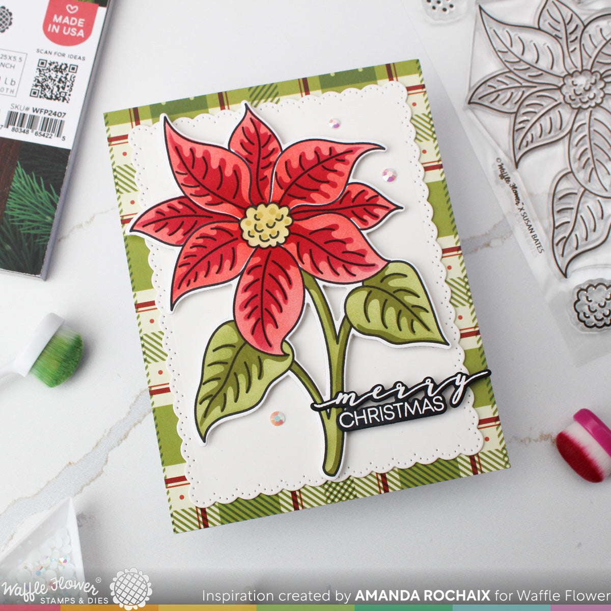 Waffle Flower Sketched Poinsettia Clear Stamps 421671