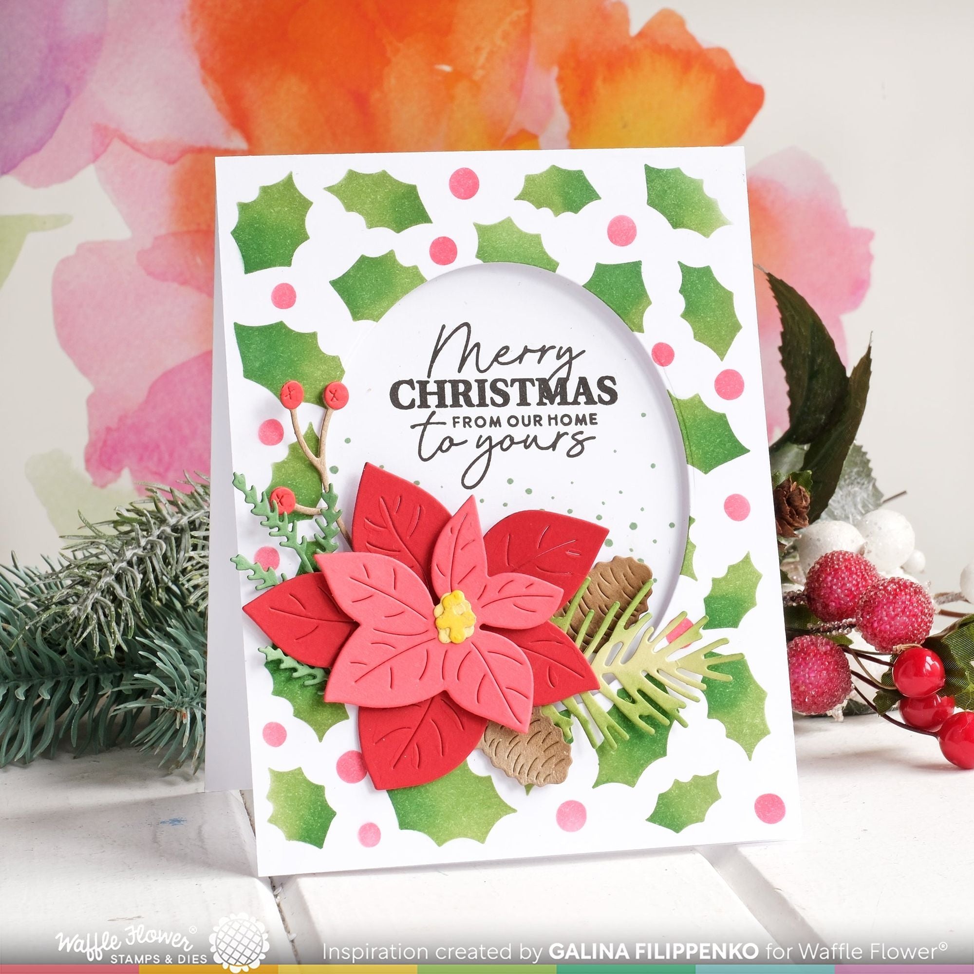 Waffle Flower Holly Jolly Background Stencils 421775 merry christmas