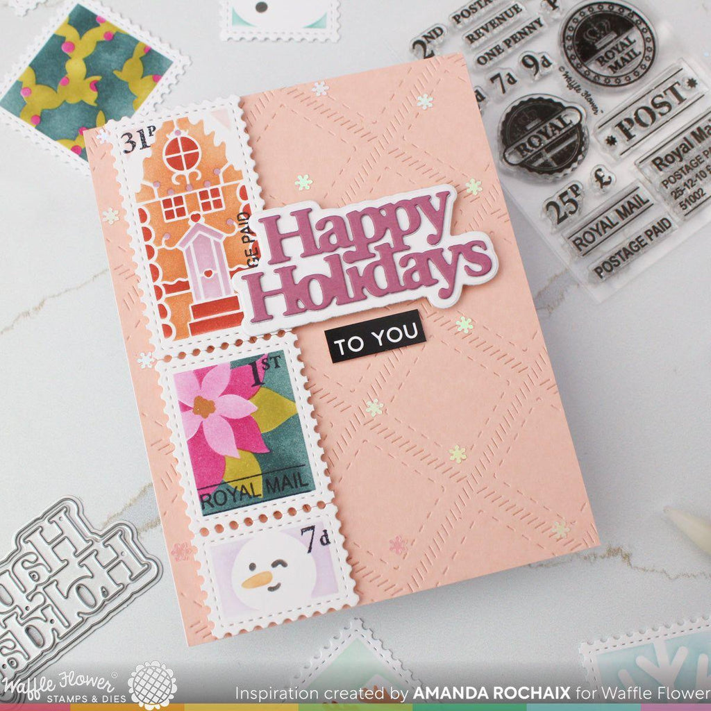 Waffle Flower Happy Holidays Print Dies 421785 happy holidays