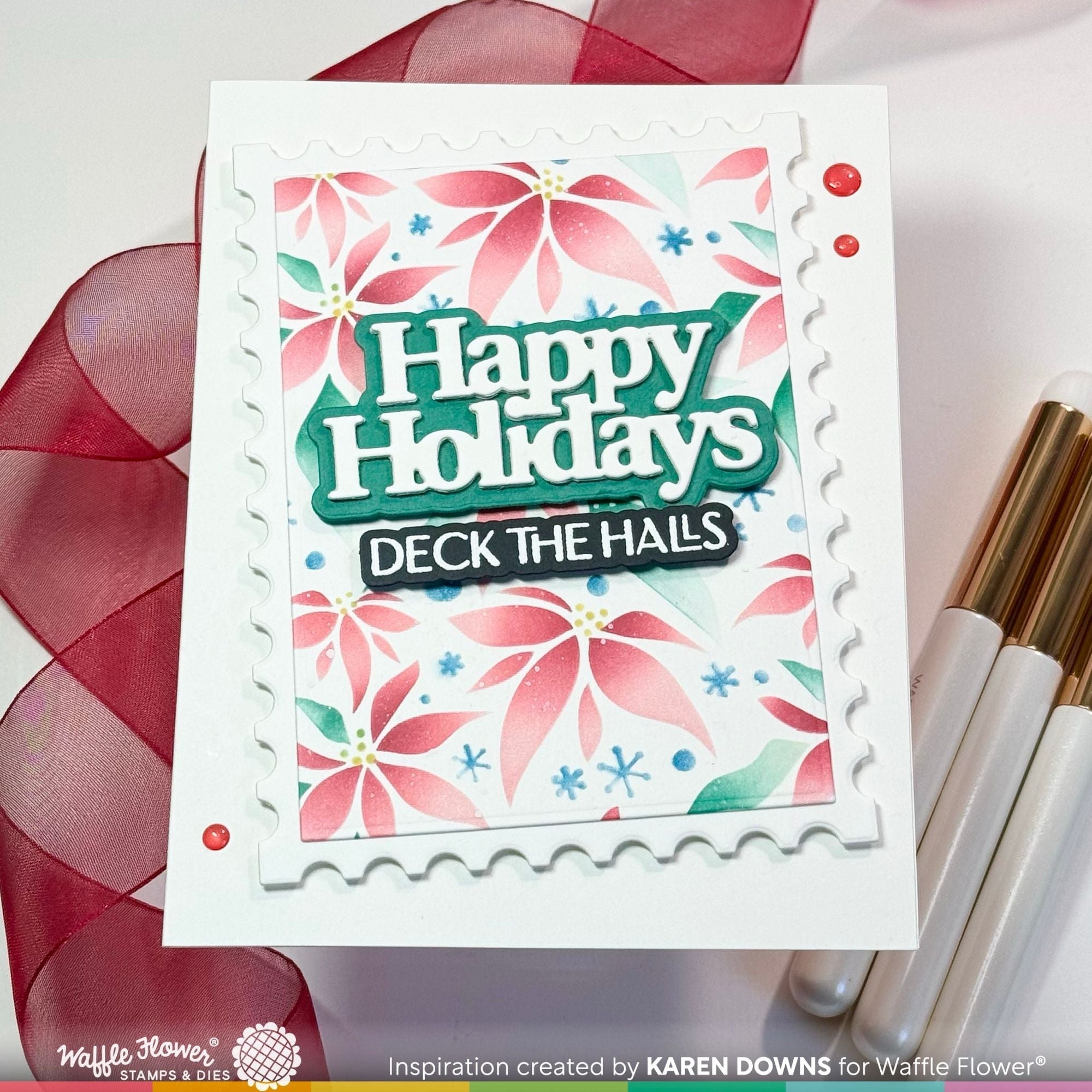 Waffle Flower Happy Holidays Print Dies 421785 deck the halls