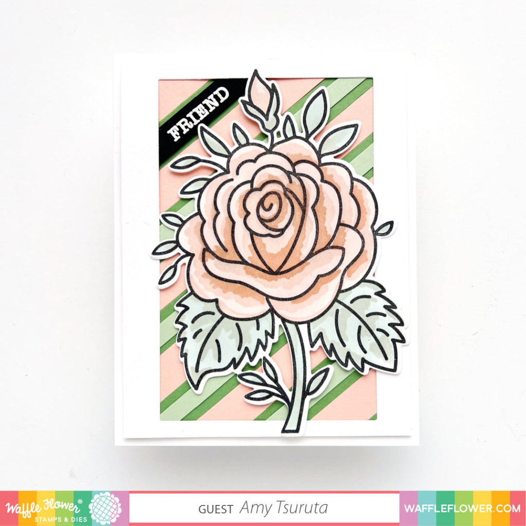 Waffle Flower Sketched Rose Coordinating Die 421372 friend