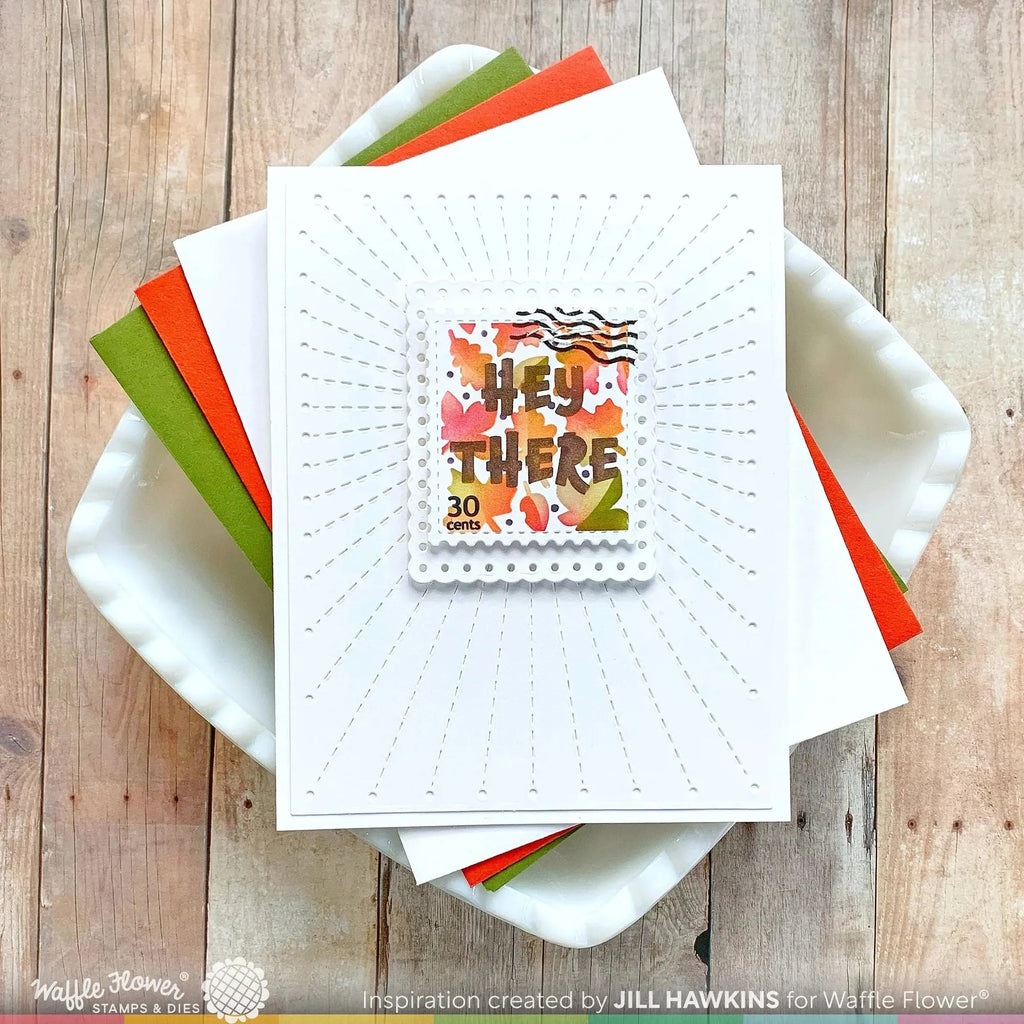 Waffle Flower Postage Collage Fall Clear Stamps 421551 hey there